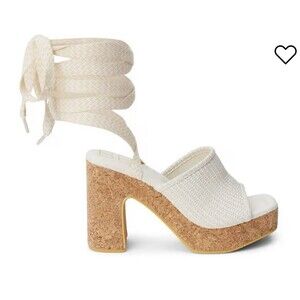 BEACH by Matisse Magnolia Ankle Strap Block Heels Platform Women Ivory Sz 9 NEW